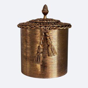 Vtg Toilet Paper Holder Gold Tone Filigree Tassel Acorn Finial Hollywood Regency